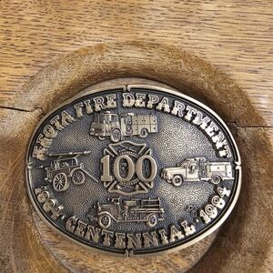 Solid Brass Fire Department Centennial Belt Buckle